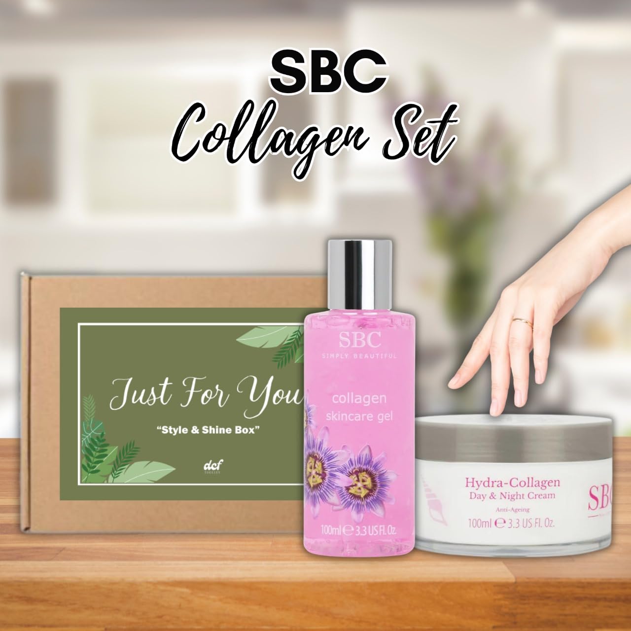 DCF Success SBC Skincare Hydra-Collagen Moisturising Gel 100 ml & Award-Winning Day & Night Cream 100ml Anti-Ageing, Oil-Free Face & Body Moisturiser for Sensitive, Mature Skin