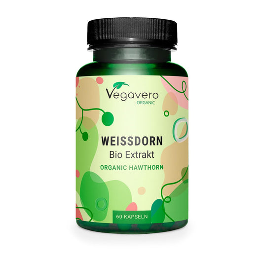 Organic Hawthorn Berry Capsules Vegavero® | Hawthorn Extract 700mg | NO Additives, Lab-Tested | Natural Antioxidant | 60 Capsules | Vegan