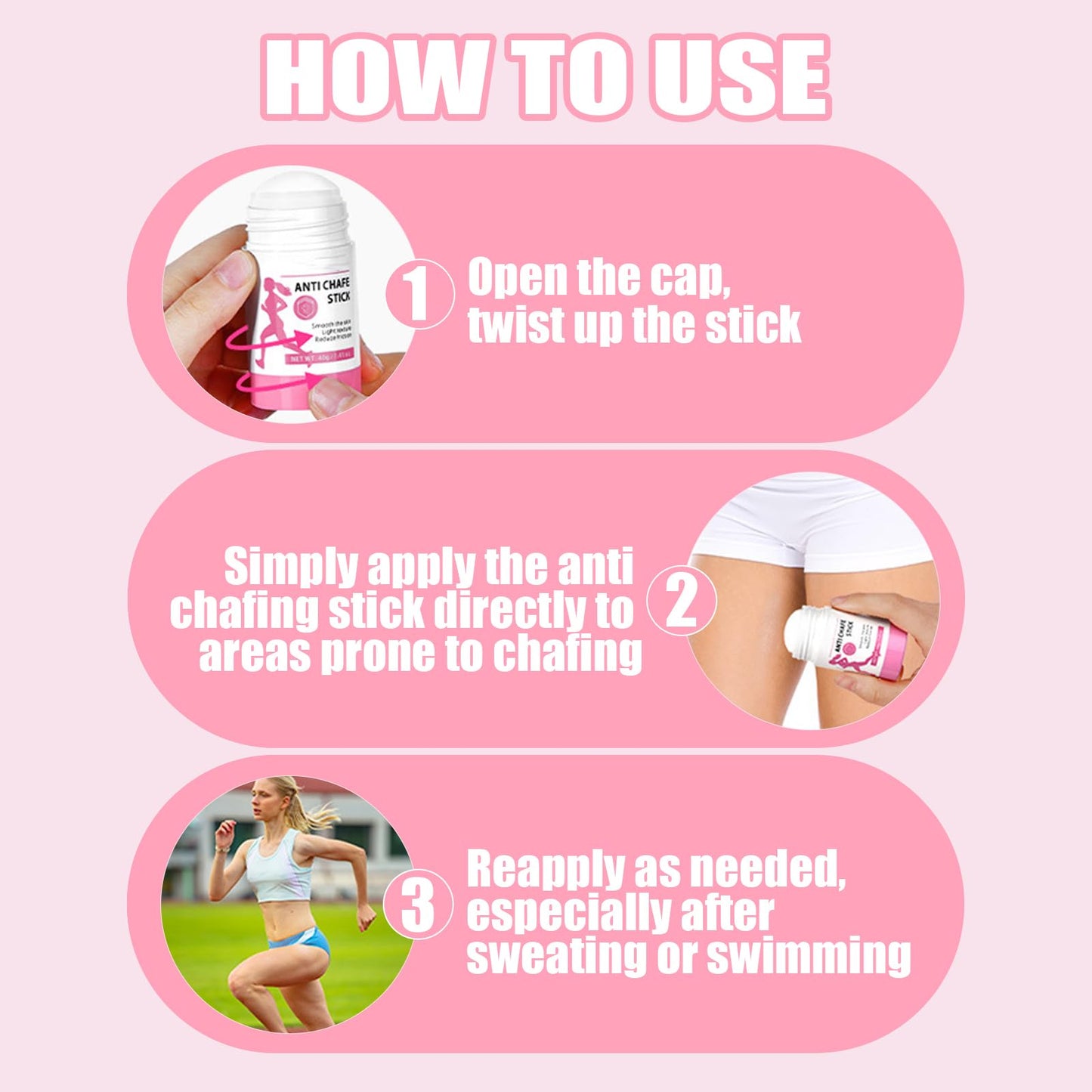 Shengqialun Anti Chafing Cream Stick - Anti Chafe Balm With Waterproof - Anti-Friction Cream For Active Lifestyles & Travel - Long-Lasting Protection With Deep Moisturing