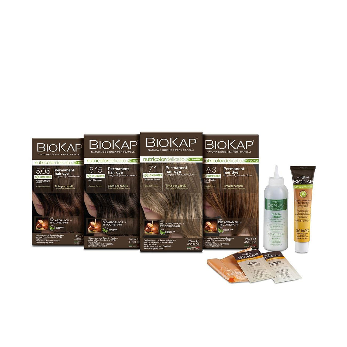 BIOKAP BioKap Natural Light Chestnut 5.0 Rapid Hair Dye 135 ml - works in just 10 mins, permanent, vegan & natural nourishing formula suitable for sensitive skin