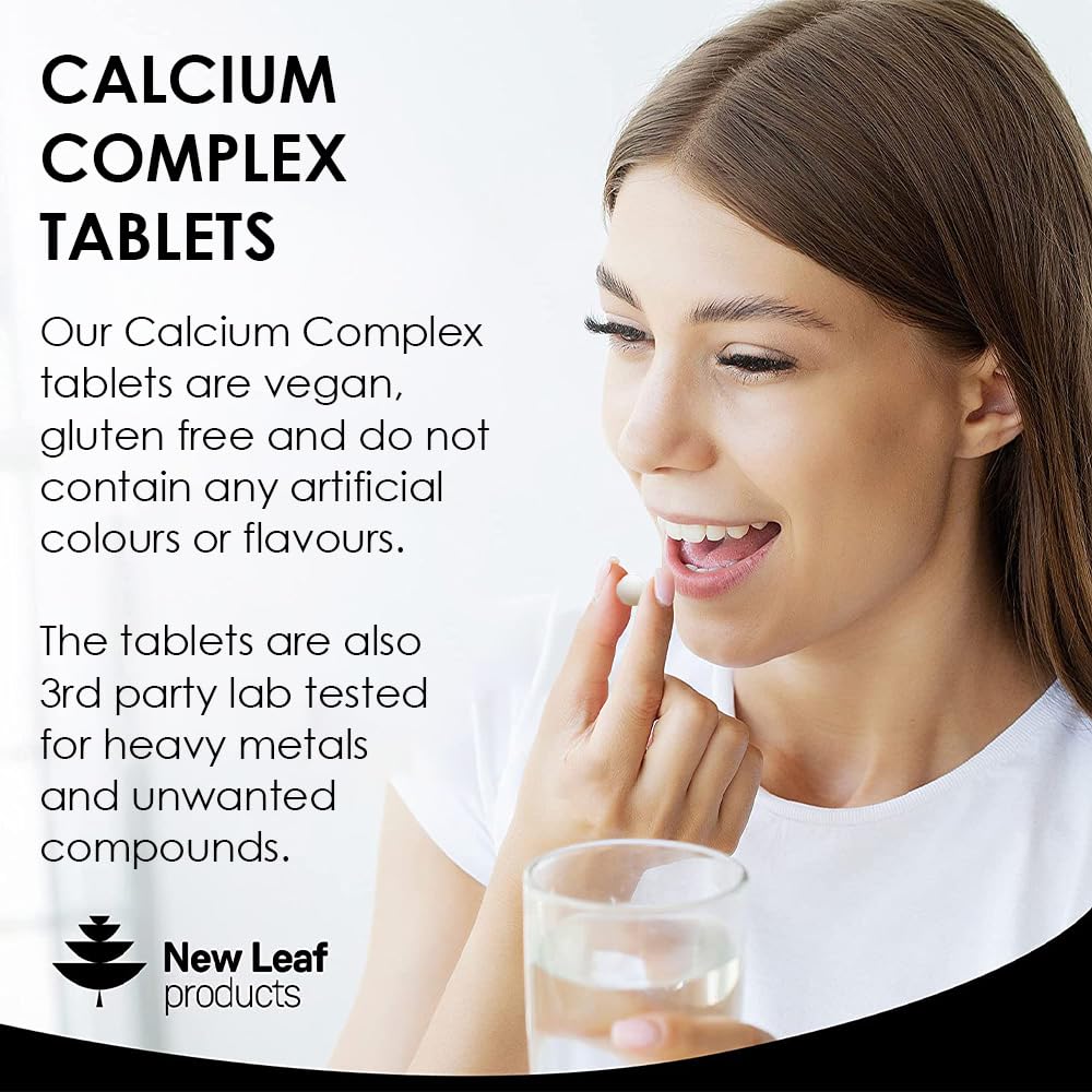 Calcium Magnesium Zinc and Vitamin D - Calcium Supplement - 120 High Strength Calcium Tablets Supplement Calcium Magnesium Vitamin D, Zinc Tablets - Calcium Complex Made in The UK by New Leaf