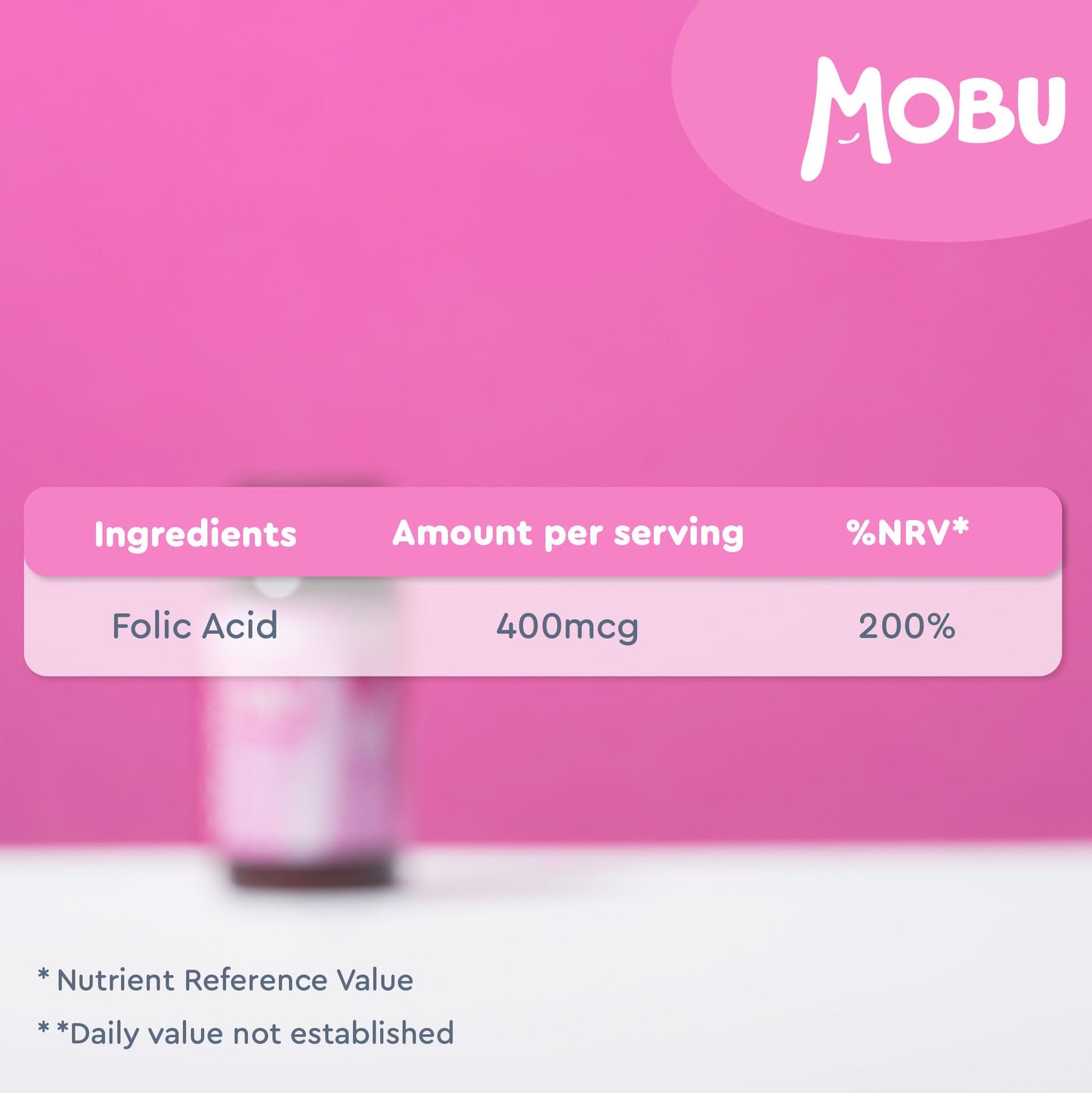Folic Acid 400mcg - 400 Vegan Vitamin B9 Tablets - Pregnancy Support - Normal Function of Immune System & Tiredness and Fatigue Support - UK Made - MOBU