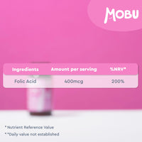 Folic Acid 400mcg - 400 Vegan Vitamin B9 Tablets - Pregnancy Support - Normal Function of Immune System & Tiredness and Fatigue Support - UK Made - MOBU