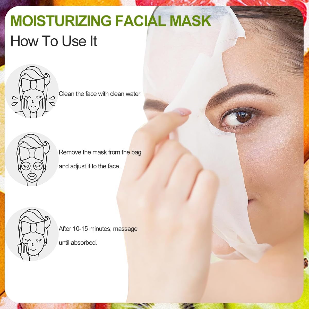 Sheet Mask,7 pc Fruit Extract Masks,Organic Face Mask,Pineapple Face Mask,Moisturizing Facial Mask,Face Facial Mask,Collagen Face Mask,Hydrating,Improve dullness & Brighten,Women/Men for All Skin