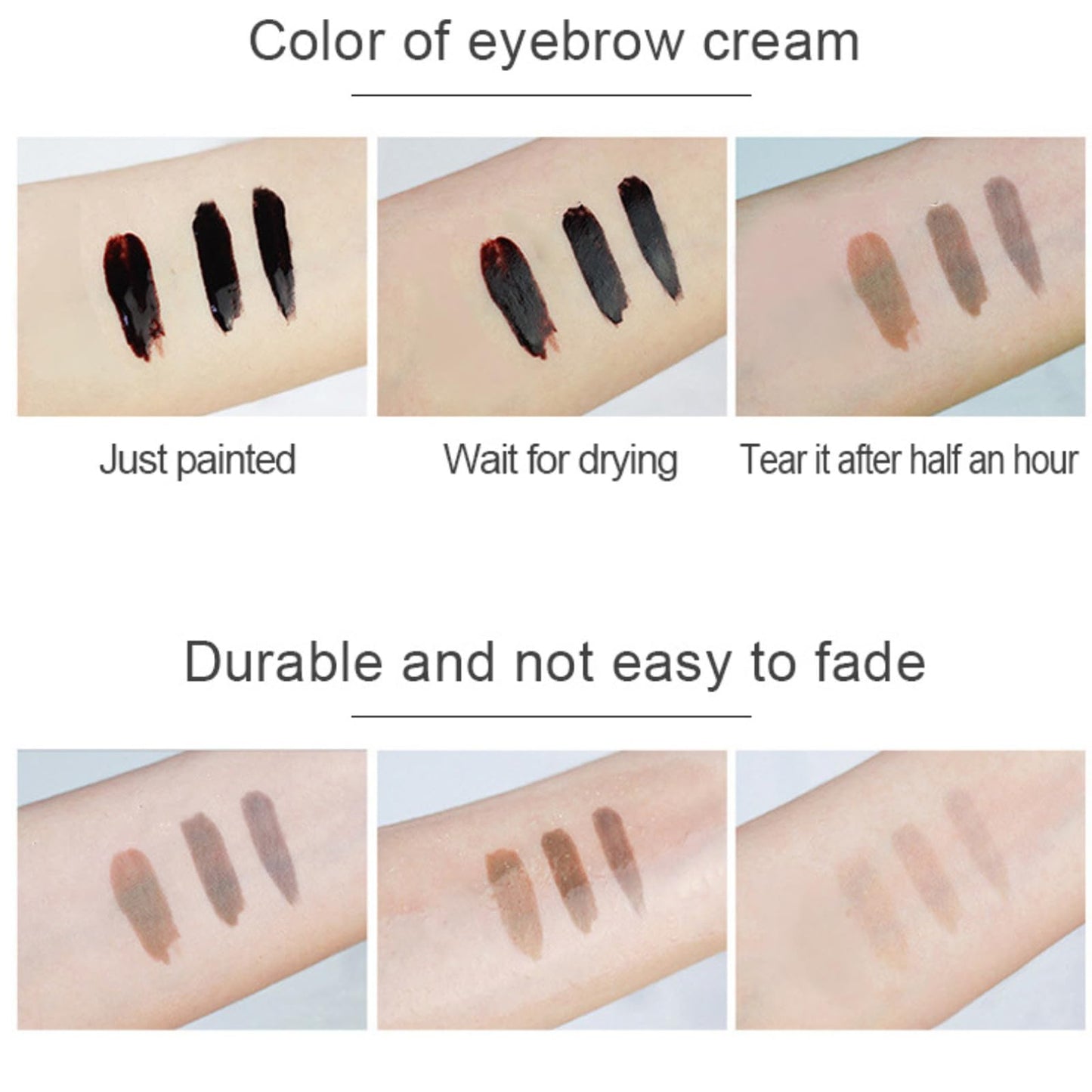 HAORQEE Eyebrow Tint Tattoo Brow Peel off, Brow Tint Brown Eyebrow Gel Semi-Permanent Colour Eyebrow Tattoo Brow Dye, Waterproof Long-Lasting Natural Eye Brow Makeup for Women (Light Brown)
