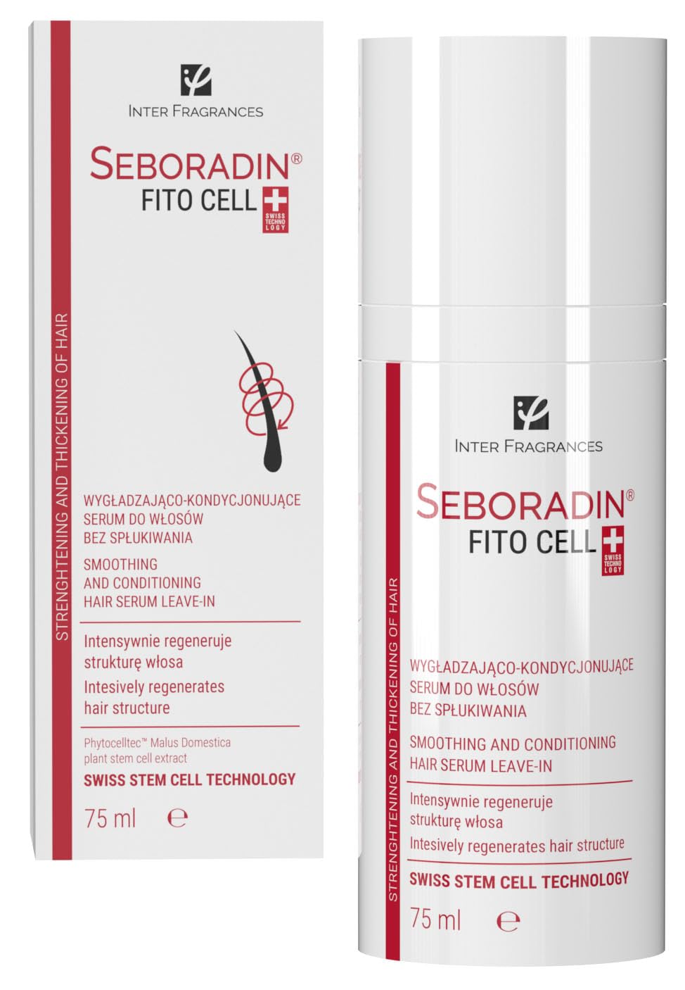SEBORADIN Seboradin Hair Serum Leave In Emollient For Easy Combing Conditioning Strengthing Smoothing Moisturising Nourishing Plant Stem Cells Oil Complex Of Radish Magnolia Rosemary Extracts 75 ml Fito Cell