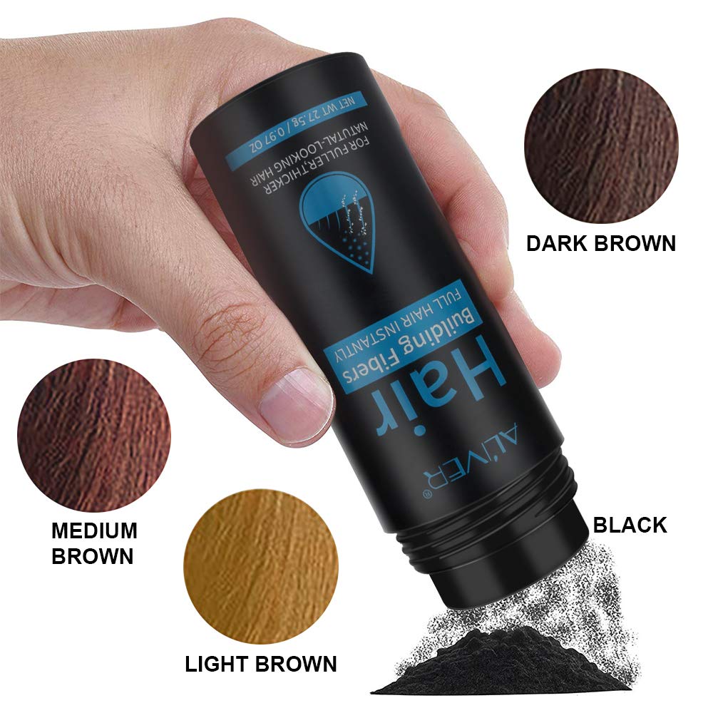 CCKULOOB Hair Building Fibres, Hair Loss Concealer,Natural,Thick & Textured,Professional Quality Fiber,Hair Loss Concealer Fibers For Men and Women, Conceals hair loss and covers up roots. (Medium Brown)