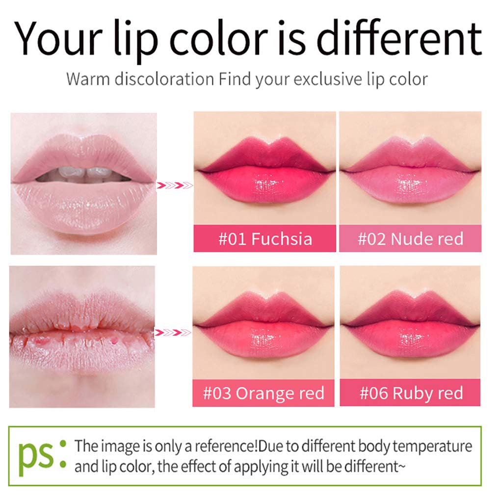 4 Colours Organic Aloe Vera Moisturizing Crystal Jelly Lipsticks, Dulele Magic Temperature Colour Changing Long Lasting Lip Balm Set (EEE)