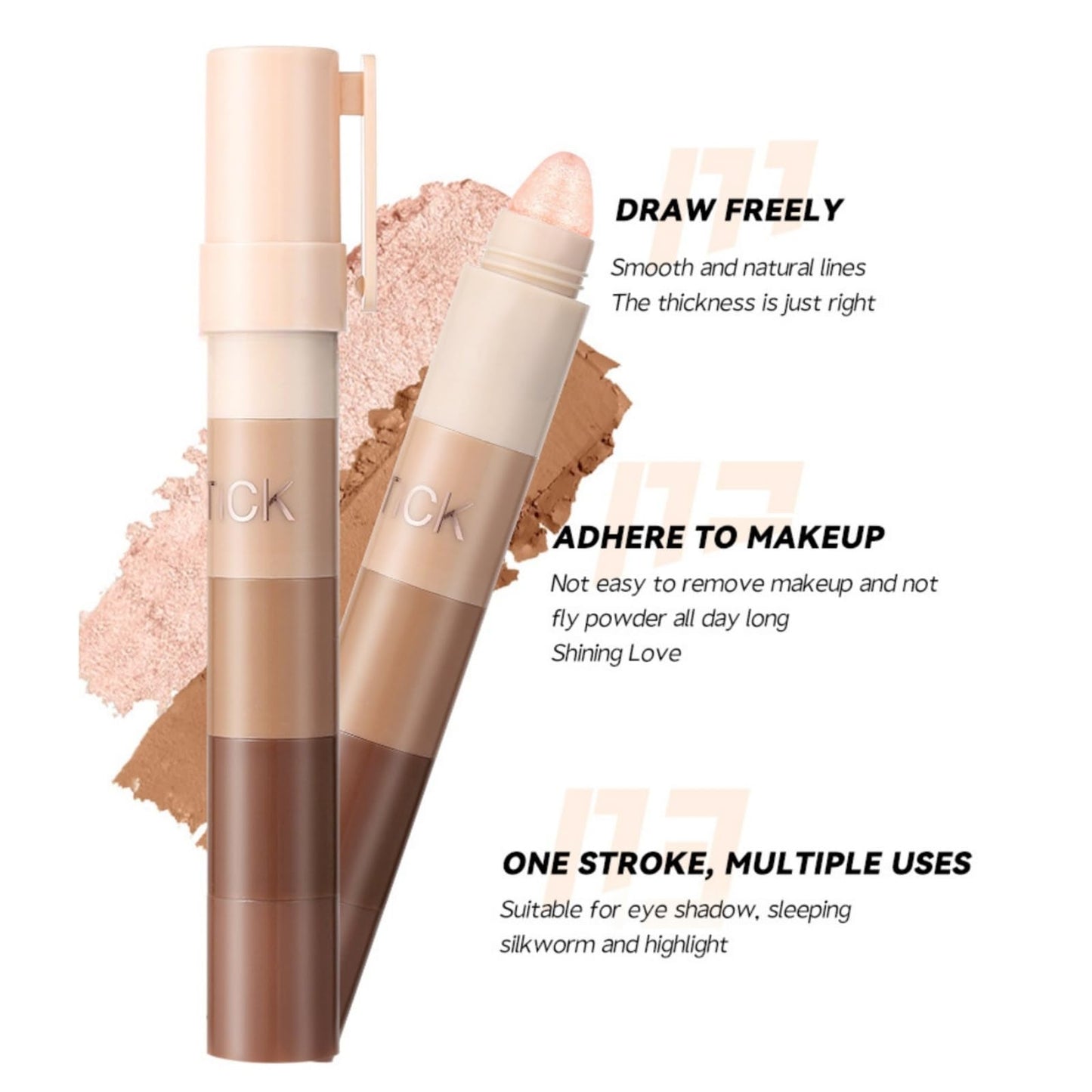 GUOUURR 5 in 1 Lazy Shimmer Eyeshadow Stick - Waterproof, Long-Lasting Creamy Eye Makeup for Natural & Sparkling Looks, Blendable Highlighter for Daily & Party - Eyebag Brightening Eye Shadow Pencils