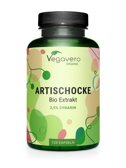 Organic Artichoke Vegavero® | 2000mg (20:1) Artichoke Extract High Strength | No Leaf Fibre, No Inulin | 2.5% Cynarin | NO Additives, Lab-Tested | Made in Germany | 120 Artichoke Capsules | Vegan
