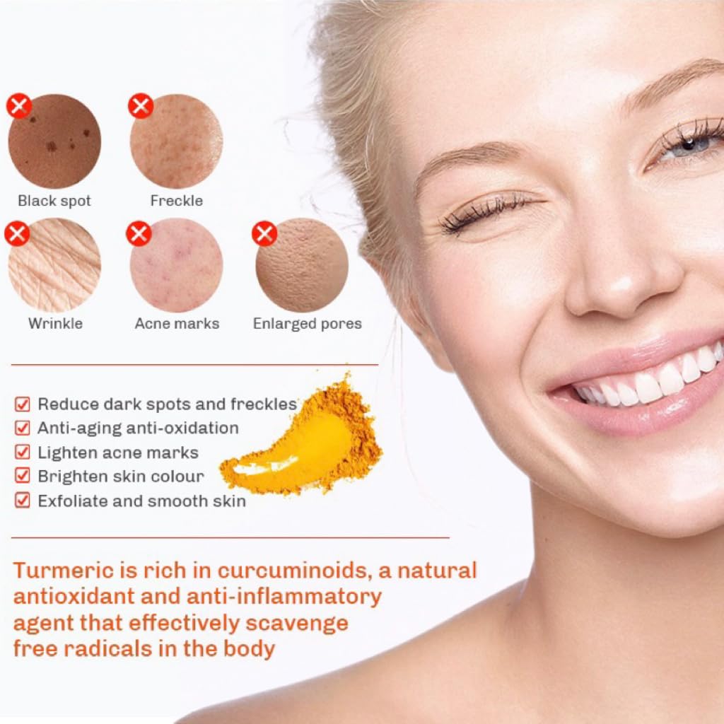 FANFALUV Turmeric Clay Mask-Organic Face Masks Skincare With Vitamin C Helps To Reduce Acne And Dark Spots,Anti-Aging,Firms Skin,Blackhead Remover,Even Out Skin Tone-Turmeric Clay Face Mask (100g)