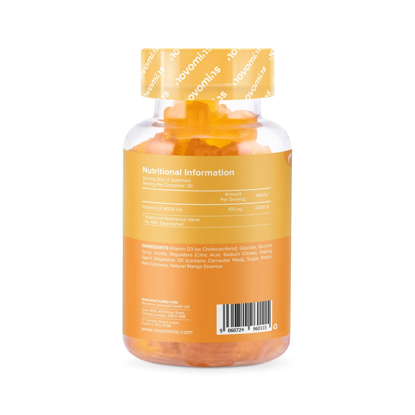 novomins Vitamin D Gummies - High Strength 4000 IU Adult Vitamin D3 Gummies - Chewable Gummy Vitamins - Vegetarian - Gluten Free - Vitamin D Gummies by Novomins