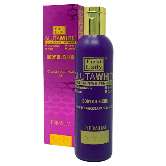 FIRST LADY GLUTAWHITE First Lady Premium Glutawhite Collagen Skin Brightening Elixir Body Oil 200ml - with L- Glutathione, Truffle, Argan & Coconut