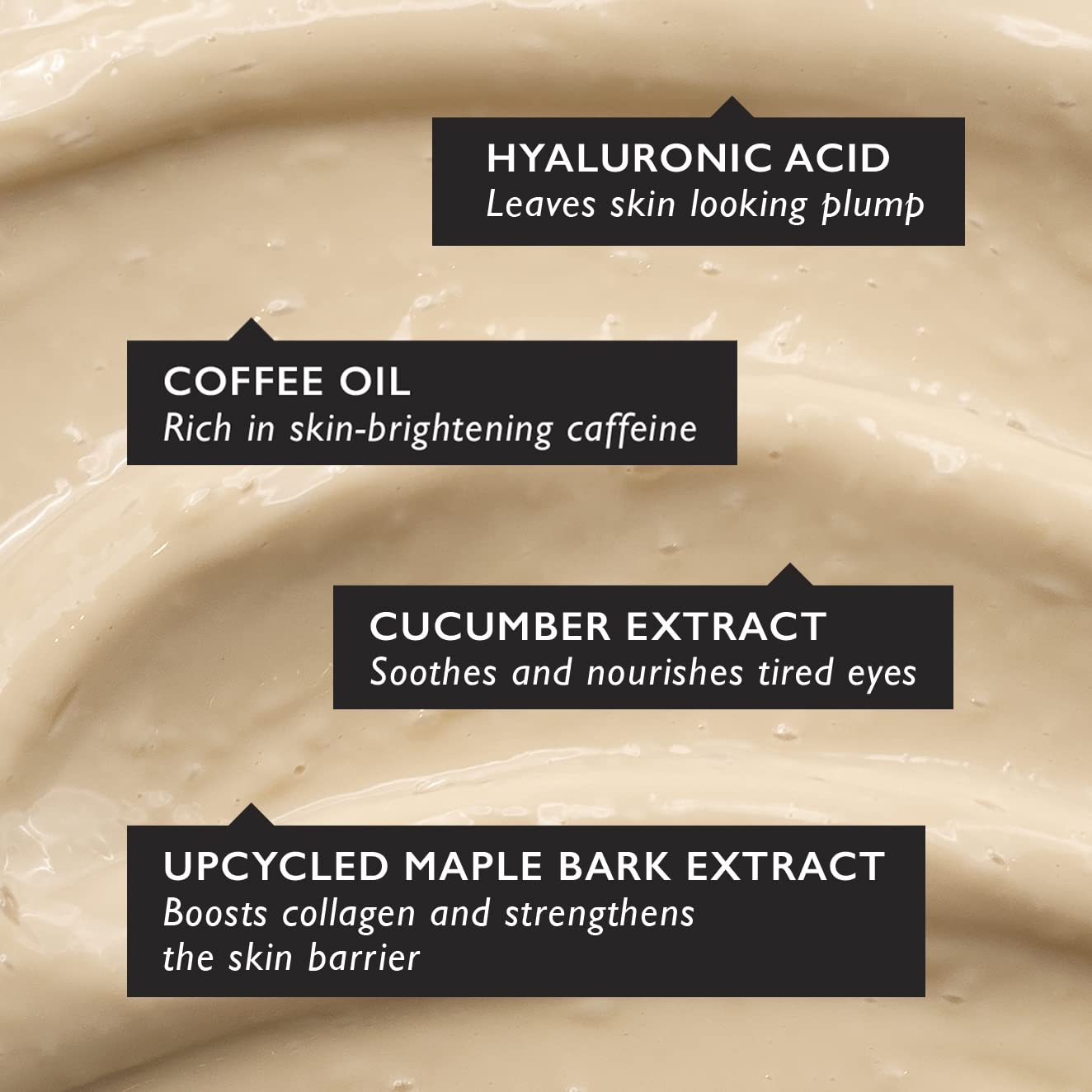 UpCircle Eye Cream With Coffee And Hyaluronic Acid 15ml - For Dark Circles, Puffiness + Wrinkles - Glycerin, Maple Bark + Cucumber Extract - Natural, Vegan + Cruelty-Free