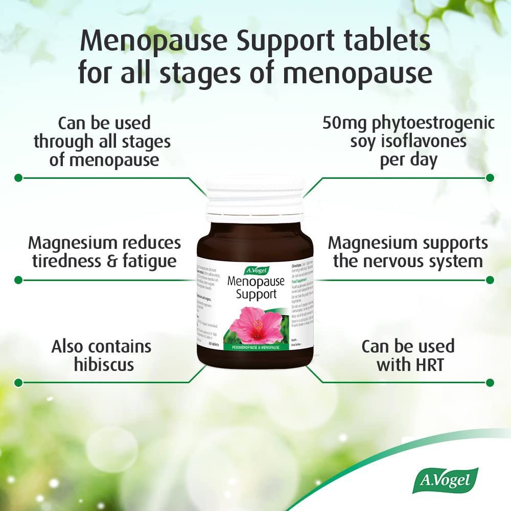 A.Vogel Menopause Support | For Perimenopause, Menopause & Postmenopause Symptoms | Menopause Supplement with Soy Isoflavones, Magnesium & Hibiscus | 60 Tablets
