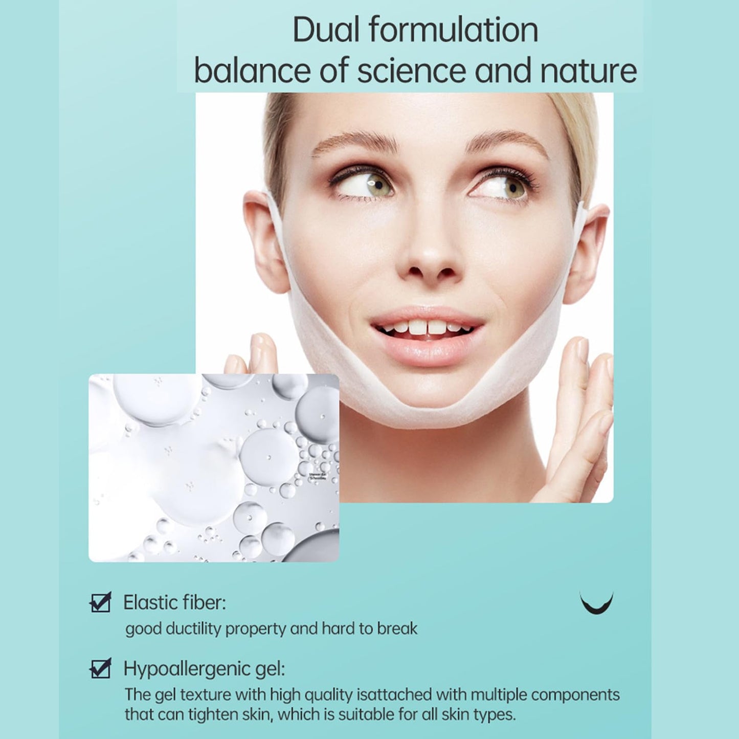 Face Lift Tape, Double Chine Reducer, Face Mask Skincare - V Shape Lifting Face Mask Chin Up Patch with Aloe & Hyaluronic Acid Chin Contour Tightening Firming Face Lift Tape Mask 5pcs