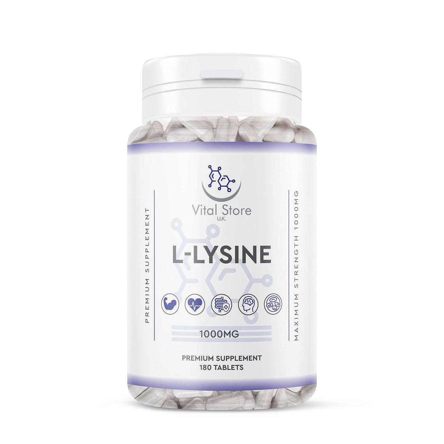 Generic L-LYSINE 1000MG - 180 Vegan Tablets - 6 Month Supply - High Strength Essential Amino Acid