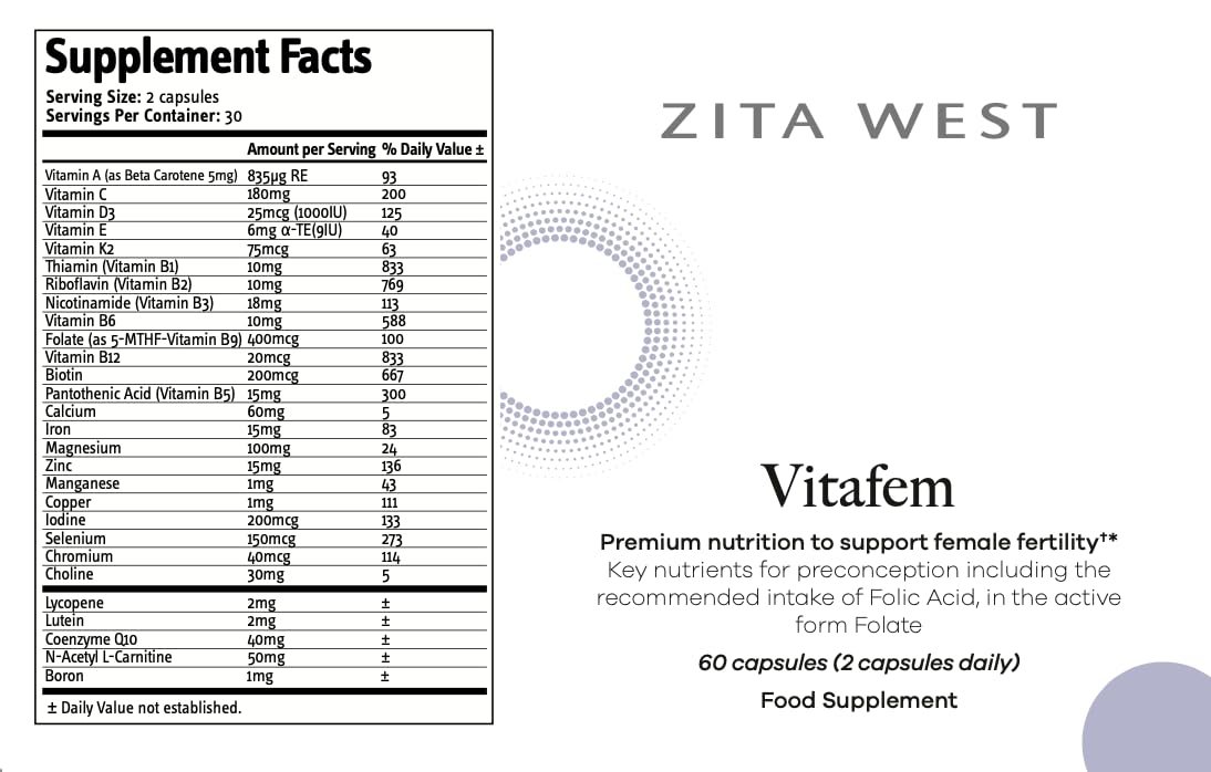 Zita West Couple Bundle - Vitafem & Vitamen Multivitamins - 60 Female Caps & 30 Male Caps (1 Month Supply)