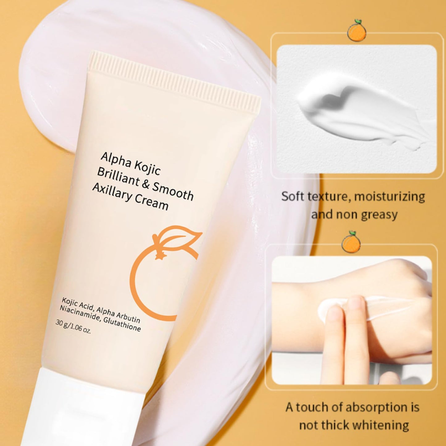 ISBEAUSOLS Kojic Acid Underarm Whi-tening Cream-Skin Lig-htening Cream-Underarm Whi-tening Products with Glutathione & Citrus-Body Moisturiser & Pigmentation Removal-Pigmentation Removal & Moisturisation