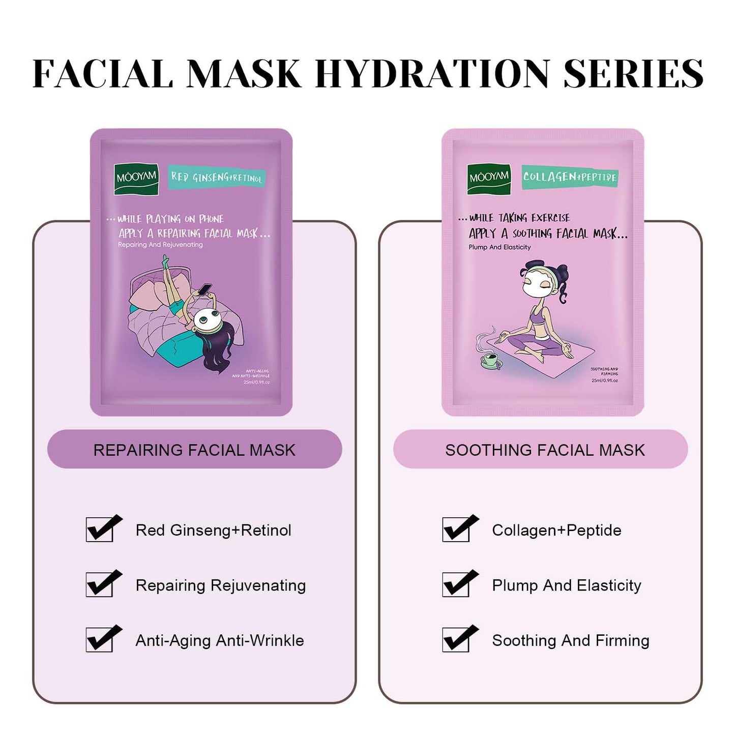 6Pcs Sheet Masks,Hydrating Face Mask Set for Teenage Girls,Face Mask Skincare,Moisturising and Firming Nourishing Face Masks - Soothing Sheet Face Mask