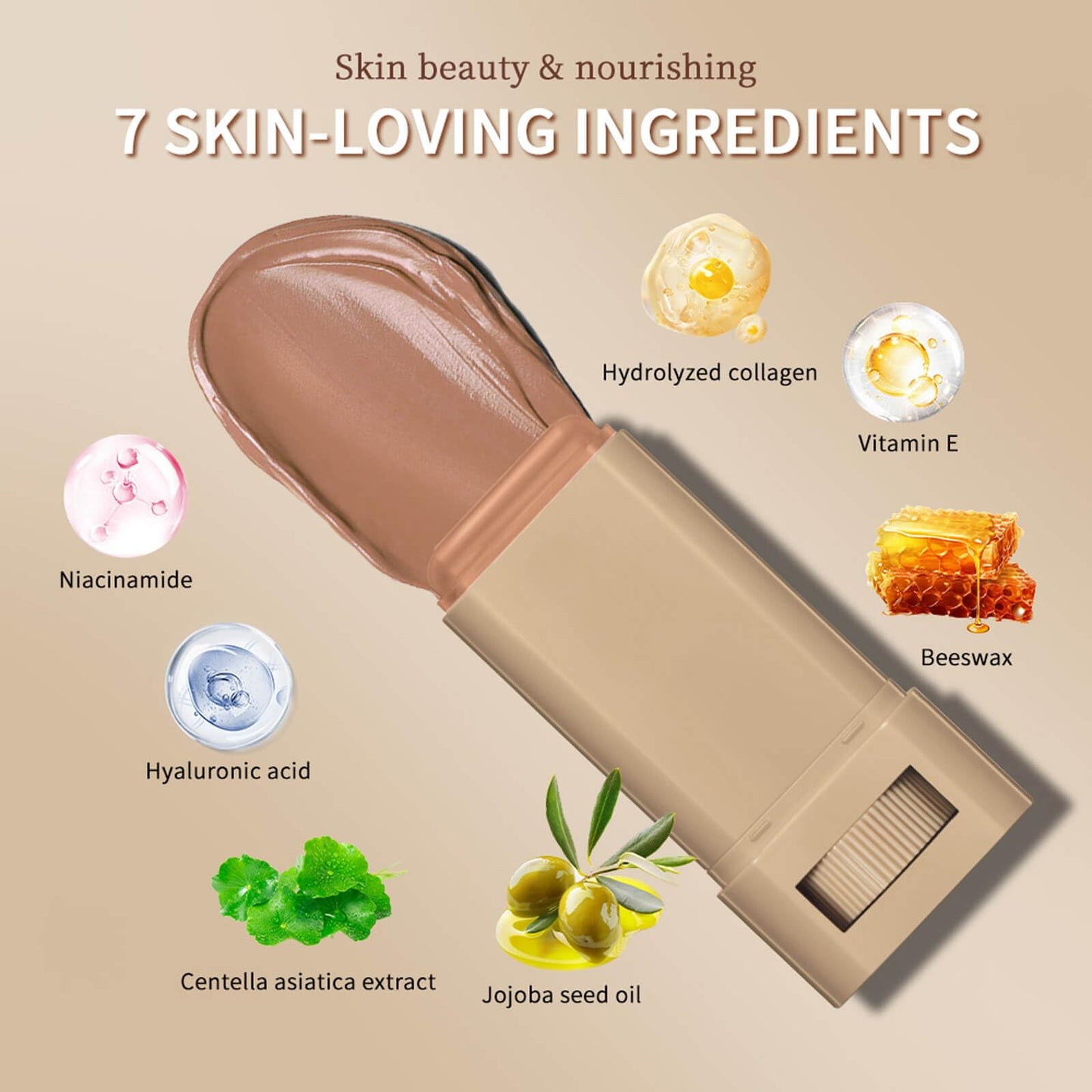 Generic Foundation Stick Beauty Balm Serum Boosted Skin Tint for Women - Skin Tint Moisturiser & Concealer for Face & Cheek - Foundation Balm Contour Stick for Dry Skin, Travel Size (#01)