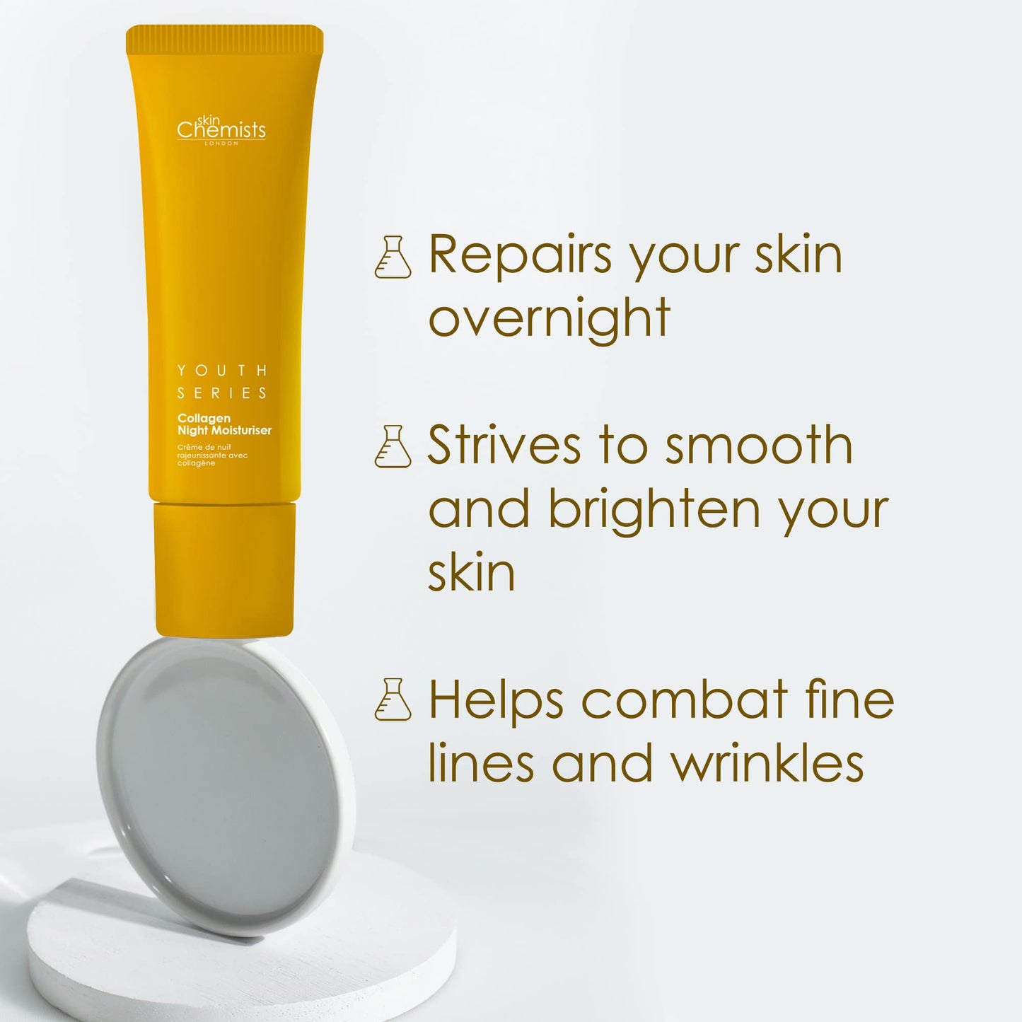skinChemists Skin Chemists Collagen Anti Aging Night Moisturiser | Anti Aging Skin Care Face Moisturiser Cream Enriched with Plant-Based Collagen, Marine Amino Acids & Coconut Oil - Daily Anti Aging Skin care 50ml