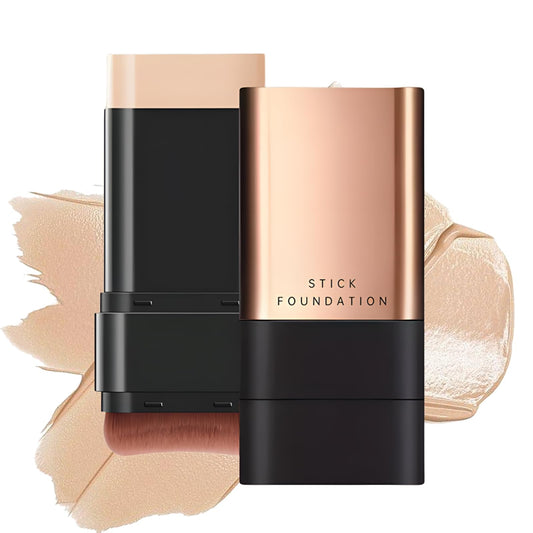 INBOLM Foundation Stick Full Coverage Foundation Stick Built-In Brush Exquisite Double-Head Design Instantly Balance & Even Complexion Natural Color for Medium Skin Tones