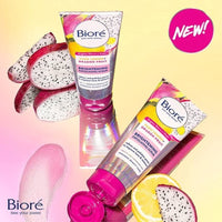 3 x Biore Clear & Bright Yuzu Lemon + Dragon Fruit Exfoliating Face Scrub | Vegan | Oil-Free | Hydrate & Revitalise w Natural Vitamins & Minerals | Soothing Cleanser for Soft Clear Skin |100ml
