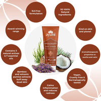Ayumi Sandalwood & Ylang Ylang Face Scrub, Packed With Bamboo Stem Powder to Buff Away Dead Skin Cells, Rich in Cocoa & Shea Butters For Soft Skin - 1 x 125ml