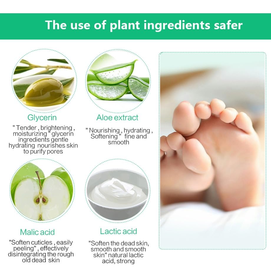 Foot Peel Mask,4 Pairs Natural Aloe Vera Gel Foot Mask-Foot Peel Mask For Hard Skin,Footner Exfoliating Sock-Feet Hard Skin Remover-Plantifique Foot Peel Mask-Baby Feet Foot Peel (Aloe Vera)
