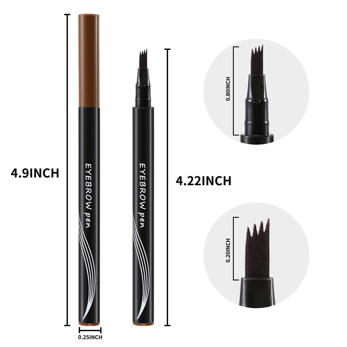 QIAWES Waterproof Eyebrow Pen - Micro Tip Eyebrow Pencil, Liquid Eyebrow Fork Tip Pen, Microblading Eyebrow Pen, Creates Natural 3D Eyebrow Hair, Long Lasting (Black)