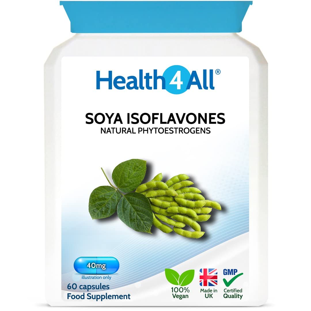 Health4All SOYA Isoflavones 40mg 60 Capsules (V) GMO Free, Non-Irradiated, Menopause Support Supplement