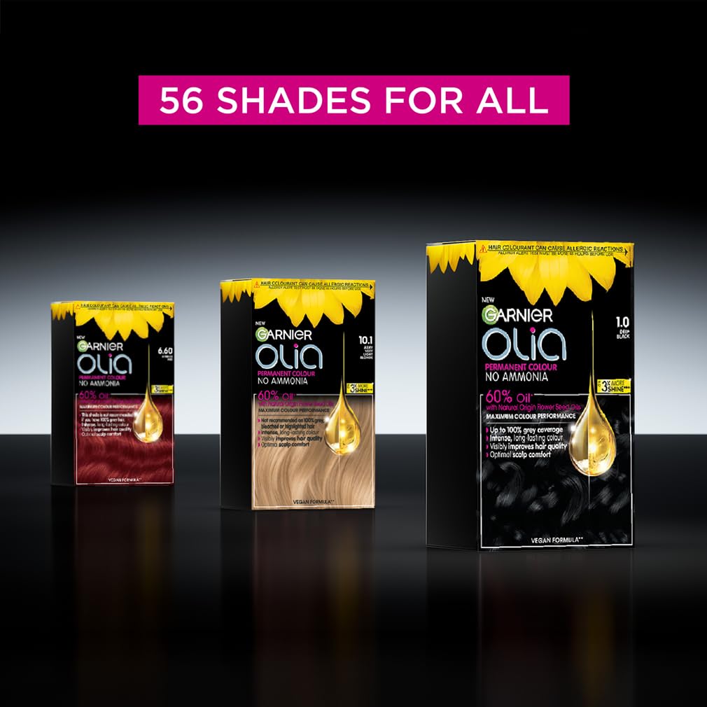 Garnier Olia Hi-Shine Hair Toner, Neutralises Brassy Tones, No Ammonia, Vegan Formula, Colour 9.1: Cool Blonde, 174ml