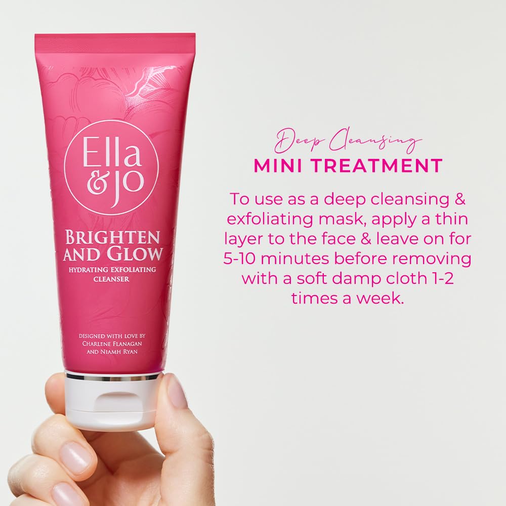 Ella & Jo Brighten & Glow Hydrating Exfoliating Cleanser - Gentle Daily Face Exfoliator with Pumpkin Enzyme, Vitamin A, E, and Omega 6 for a Brighter, Glowing, Hydrated, and Smoother Appearance