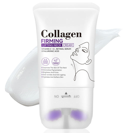 Collagen Firming Neck Cream Roller - Tighten and Lift Neck Cream - Anti Wrinkle & Aging Neck Moisturizer with Double Roller Massage - Fine Lines,Lift Sagging Skin and Reduce Double Chin