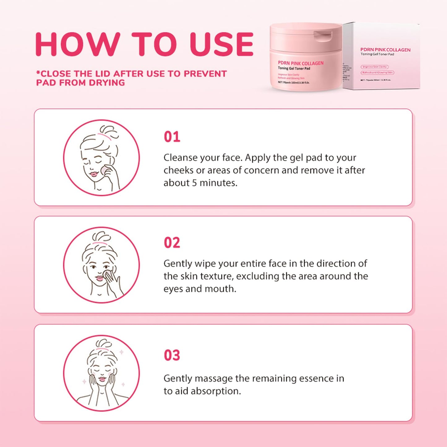 PDRN Pink Collagen Jelly Pad | Korean Gel Toner Pads