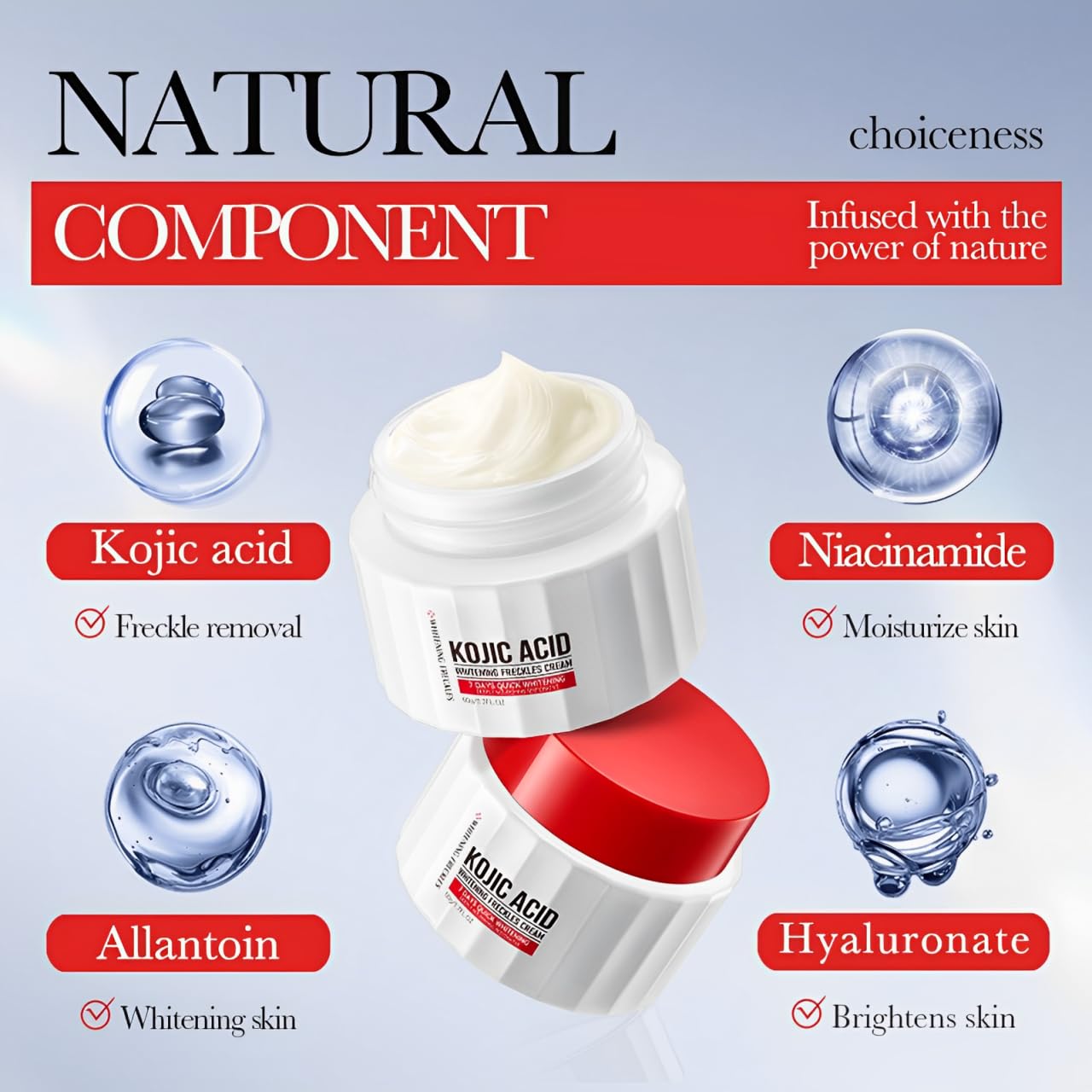 ISBEAUSOLS Kojic Acid Cream - Skin Lightening Cream for Anti Aging - Dark Spot Remover for Face - Hydrating Face Moisturiser for Dry Skin - Face Cream for Women - Anti Wrinkle Face Care, Moisturising,50g