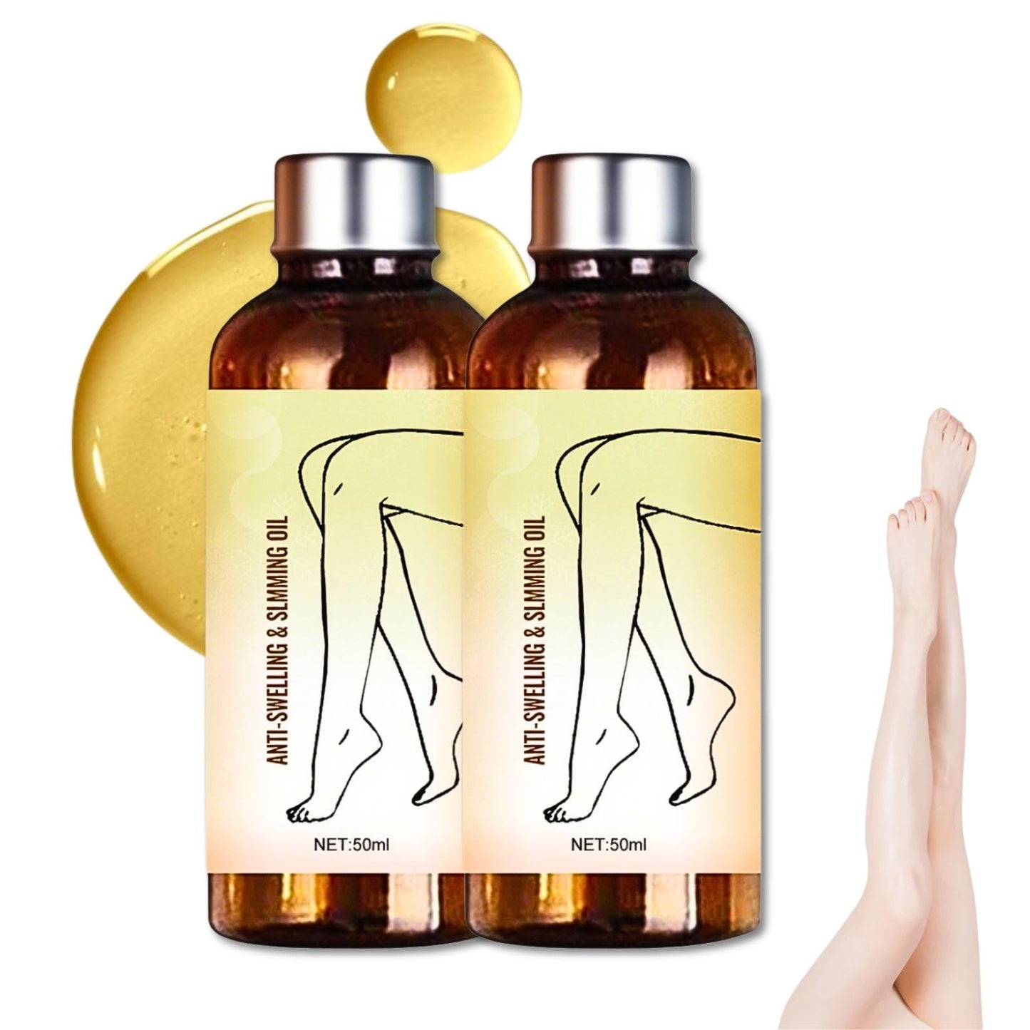 Cureluxe Swellclear Massage Oil for Legs - Lymphatic Drainage Oil with Natural Ingredients, Fast Absorb Body Moisturiser for Women & Men, Non Greasy Skin Care Holiday Essentials