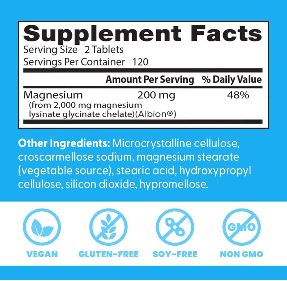 H. Absorption Magnesium Lysinate Glycinate, 200mg per Serving, 240 Tablets