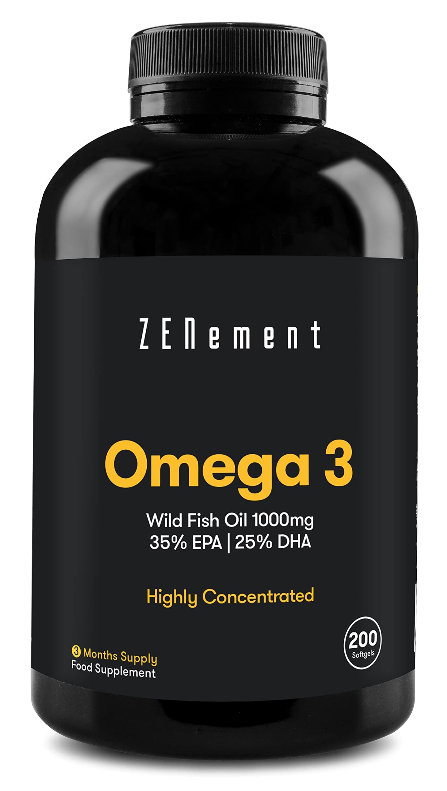 Omega 3 Fish Oil 2000mg, 700mg EPA, 500mg DHA per Daily Serving | 200 High Strength Capsules (3 Month Supply) | Supports Normal Heart Function, Brain and Eye Health | Contaminant Free | Zenement