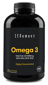 Omega 3 Fish Oil 2000mg, 700mg EPA, 500mg DHA per Daily Serving | 200 High Strength Capsules (3 Month Supply) | Supports Normal Heart Function, Brain and Eye Health | Contaminant Free | Zenement