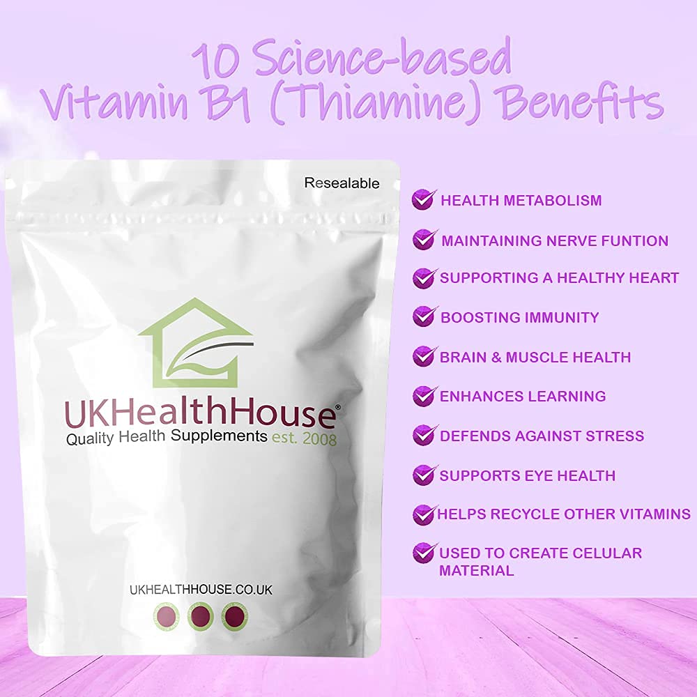 Vitamin B1 Thiamine 100mg x 90 Tablets - High Strength Heart & Nervous System, Immune and Psychological Function & Energy Release, Vegan, Gluten-Free
