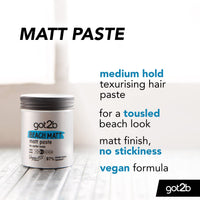 Got2b Beach Matt, Medium Hold, No Stickiness, Matt Texture Hair Paste, 100ml