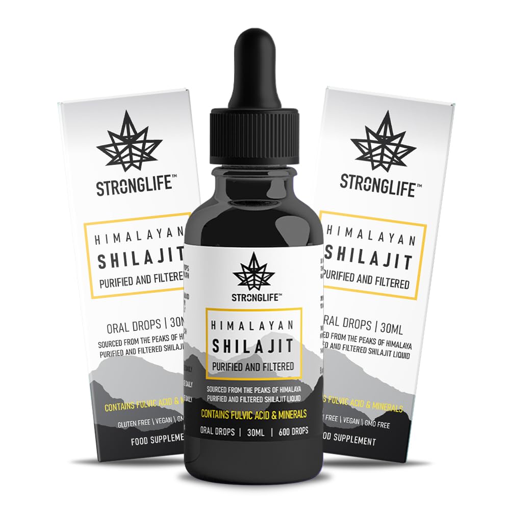 Shilajit Resin Stronglife Himalayan Liquid Oil Drops 30 gram Equivalent | Natural Source of Fulvic Acid & Mineral Oral Drops | UK Lab Certified | 30ml