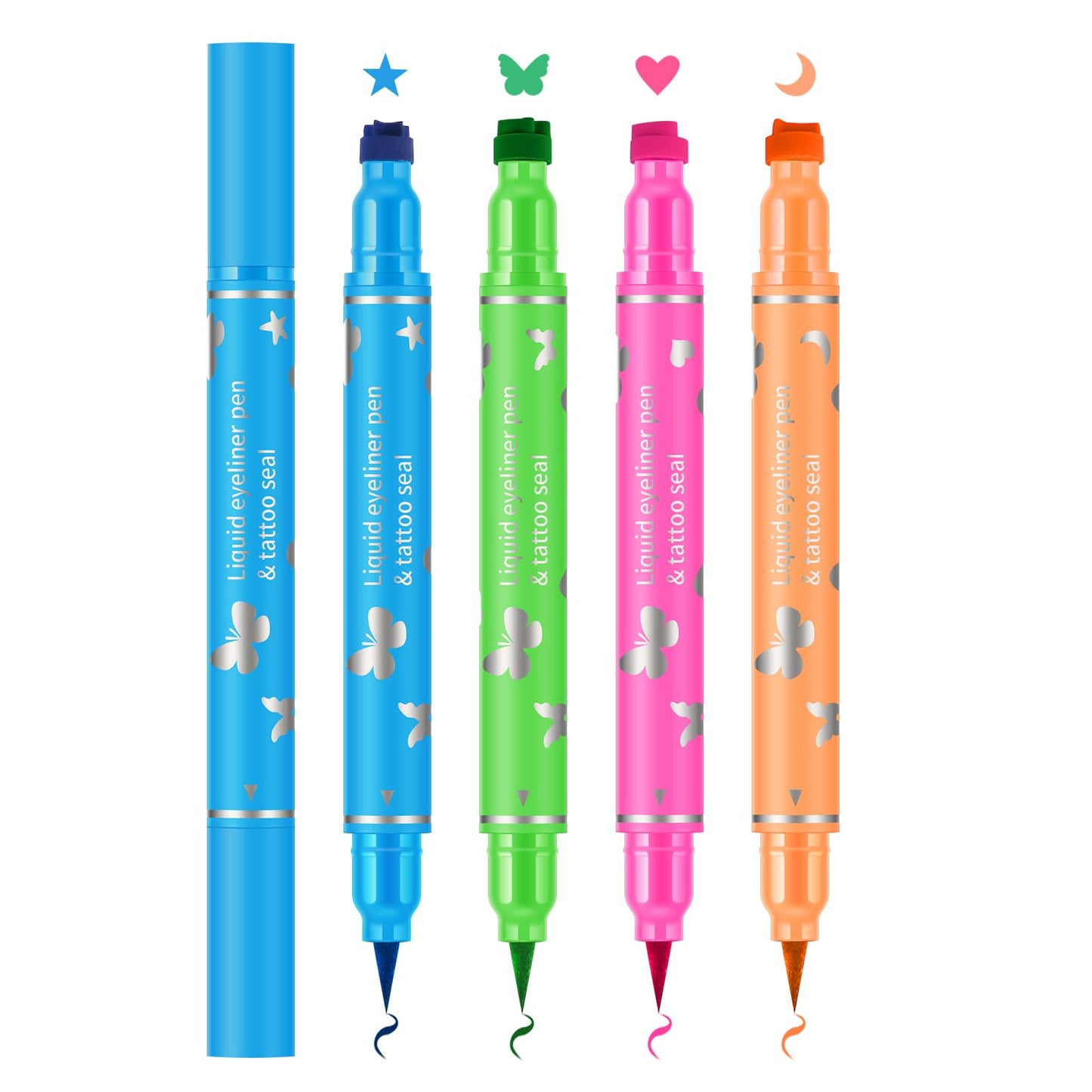 KYDA 4 Color Eyeliner Stamp Liquid Eyeliner, Waterproof & Smudge-proof Colorful Eyeliner pen,Fluorescent Rainbow Eye Liners for Women
