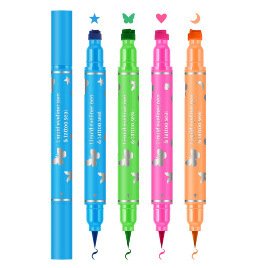 KYDA 4 Color Eyeliner Stamp Liquid Eyeliner, Waterproof & Smudge-proof Colorful Eyeliner pen,Fluorescent Rainbow Eye Liners for Women