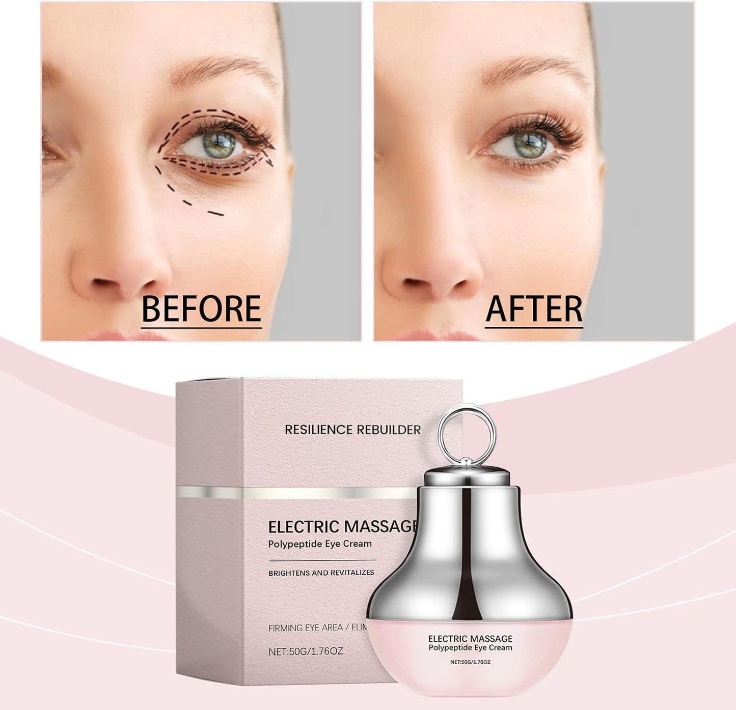Electric Massage Eye Cream for Dark Circle, Polypeptide Under Eye Cream Firm and Smooth of Fine Lines, Tired Eye Refreshment with Gentle Vibration, Anti-Wrinkle, Firming, Moisturizing