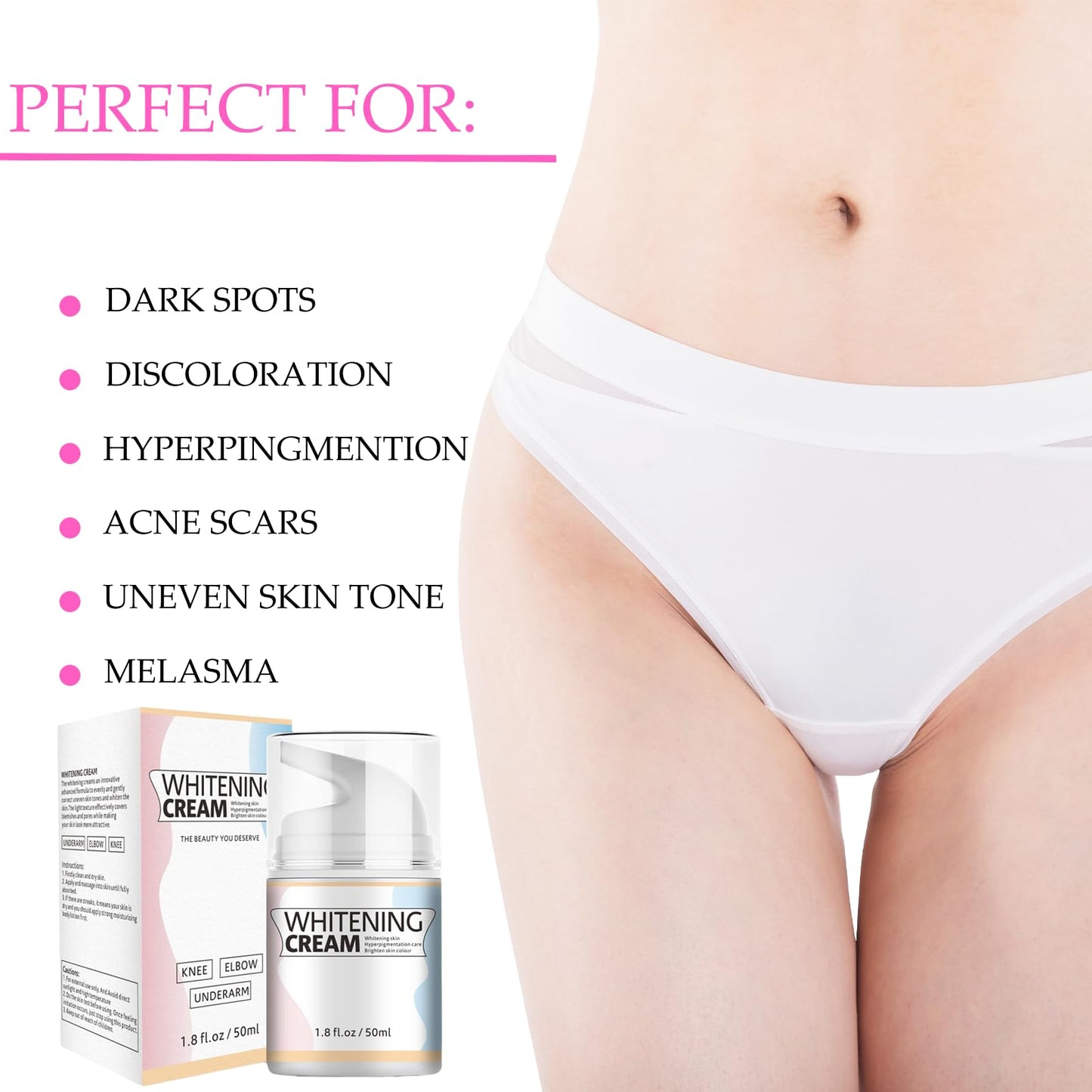 Ninnyi Armpit Cream, Dark Inner Lightening Skin Products for Underarm Thigh Knees Elbows Leg Bum (Colored)