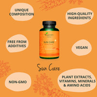 Tanning Capsules Vegavero® | Beta Carotene, Vitamin E, L-Tyrosine, Copper, Zinc & Olive Leaf Extract | Flavonoids | Lycopene | Skin Protection Support | NO Additives, Lab-Tested | Vegan