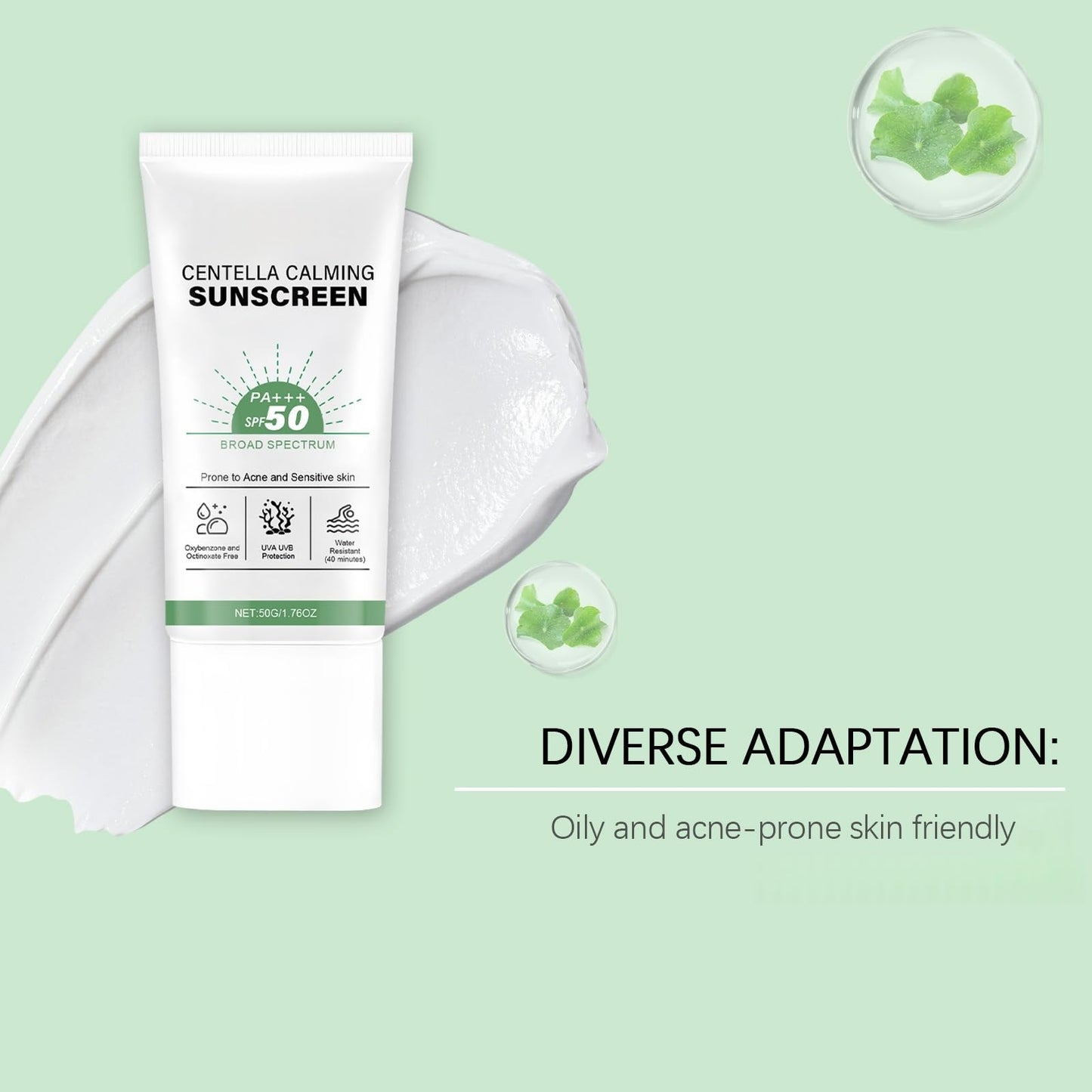 Centella Sun Cream SPF 50 Pa+++,Centella Sunscreen,Water-Fit Sun Serum,Soothing S/un Cream SPF 50+,Daily Hydrating S/un Lotion,SPF50 Face Moisturiser,Lightweight Spf50+,Broad Spectrum UV Protection